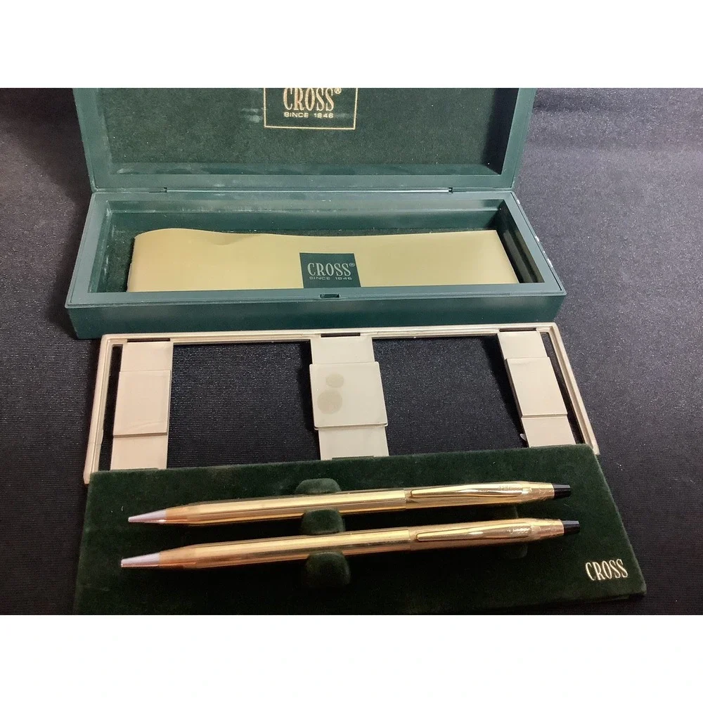 Vintage Cross 1/20 10k Gold Filled Pen & Pencil Set W Brochure And Original Case